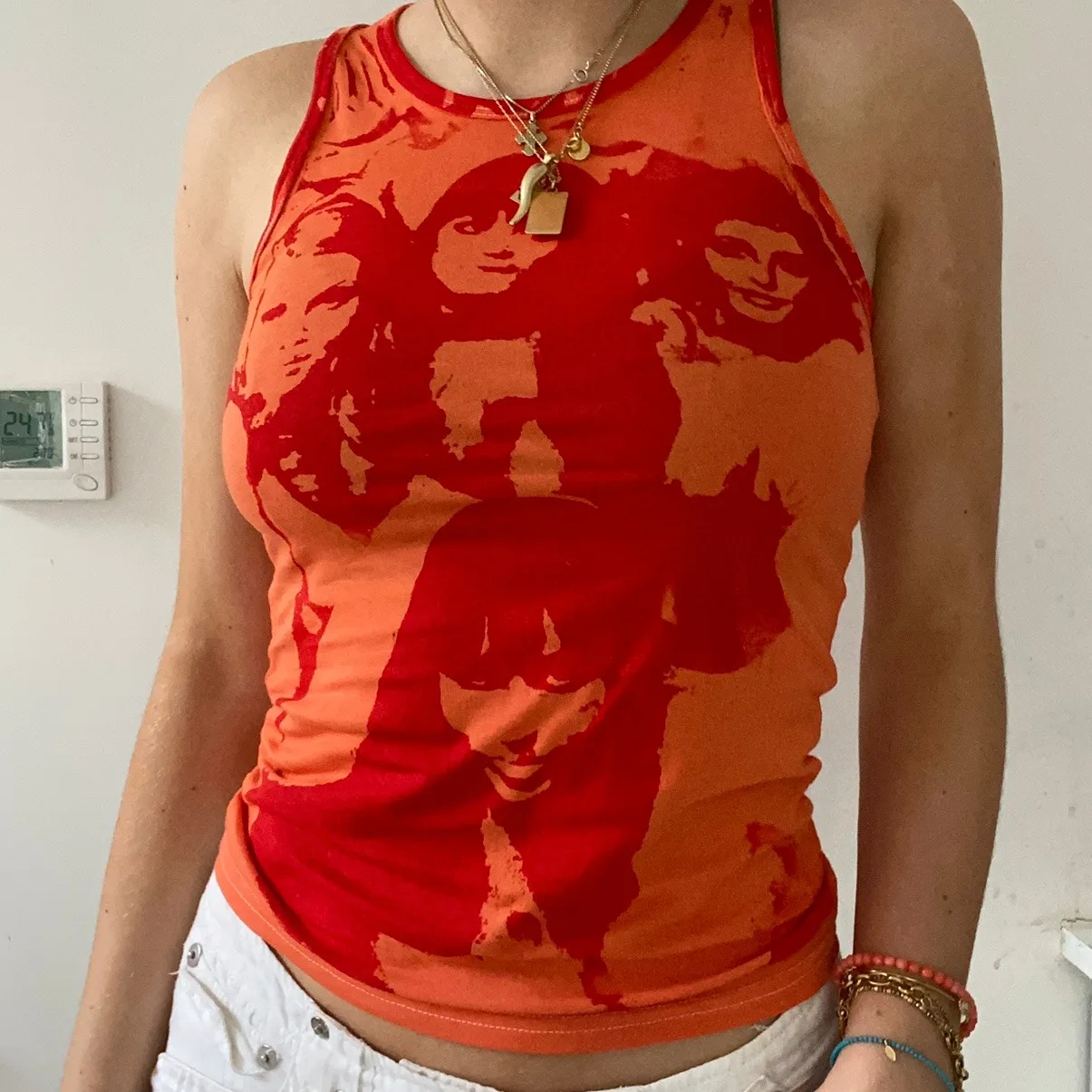 

Summer Fashion Women's Round Neck Tank Tops Trendy Hot Girls Portrait Print Sleeveless Slim Fit Vest Streetwear