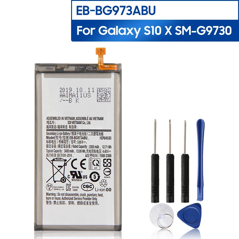

Replacement Battery EB-BG973ABU For Samsung Galaxy S10 Galaxy S10 X SM-G9730 EB-BG973ABE Replacement Phone Battery 3400mAh