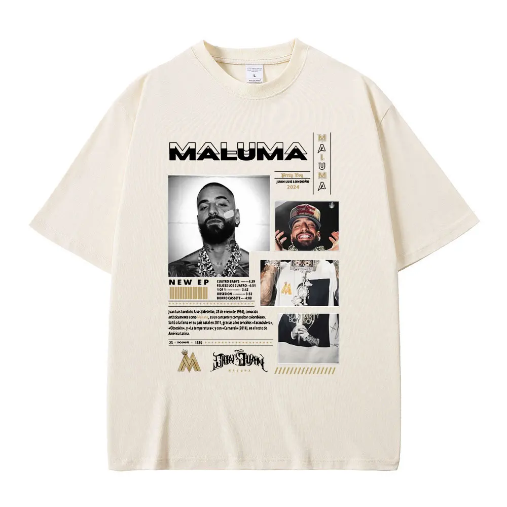 Футболки с обложкой музыкального альбома Singer Maluma для мужчин и женщин, повседневная хлопковая футболка, мужские модные футболки большого размера в стиле хип-хоп, рэп, уличная одежда (art.: 3920cbed31010) - 3920cbed31010