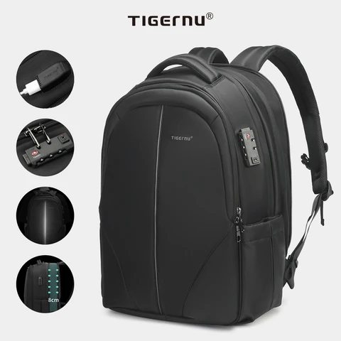 Tigernu Пожизненная гарантия, лучший дорожный рюкзак 14-15,6-17 дюймов, рюкзак для ноутбука для мужчин, TSA, рюкзак с защитой от кражи, мужской рюкзак для школы
