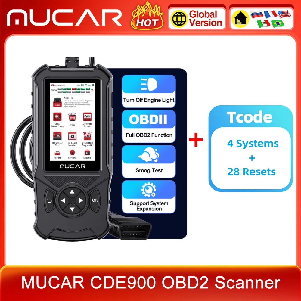 

MUCAR CDE900 PRO OBD2 сканер диагностический сканер все системы OBDII считыватель автомобильных кодов для автомобиля 32G бесплатное обновление диагностические инструменты