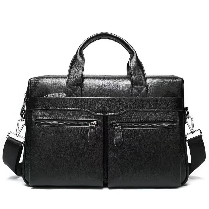 Retro Genuine Leather Men Briefcase Luxury Cowhide Handbag Business Shoulder Messenger Bag Large Capacity Tote Bag For Male
