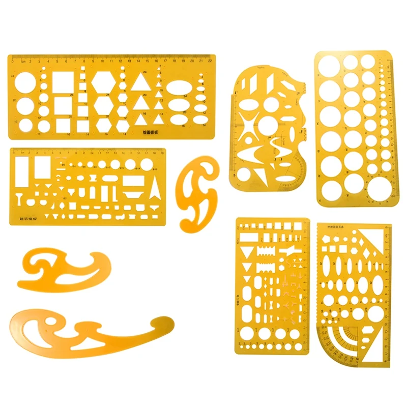 

9 Pcs Architecture Drawing Templates Technical Drafting Stencils Tool French Curve Ruler For Artistic Studio Office