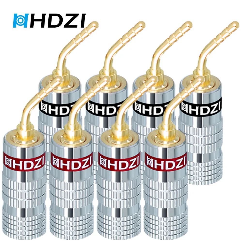 

HHDZI Pure Copper Gold Plated Pin Banana Plugs for Speaker Wire Screw Type Audio Speaker Pin Plugs Cable Connector Adapter