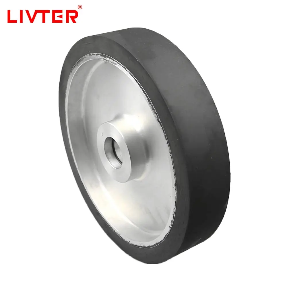 

Livter 250*50mm Belt Grinder Smooth Rubber Contact Wheel Abrasive Sanding Belt Set with Bearings Installed