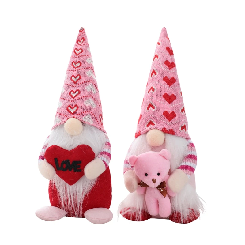 

2 Pcs Valentines Day Gnome Plush Decorations Handmake For Valentine's Day Table Ornament, Valentine's Present