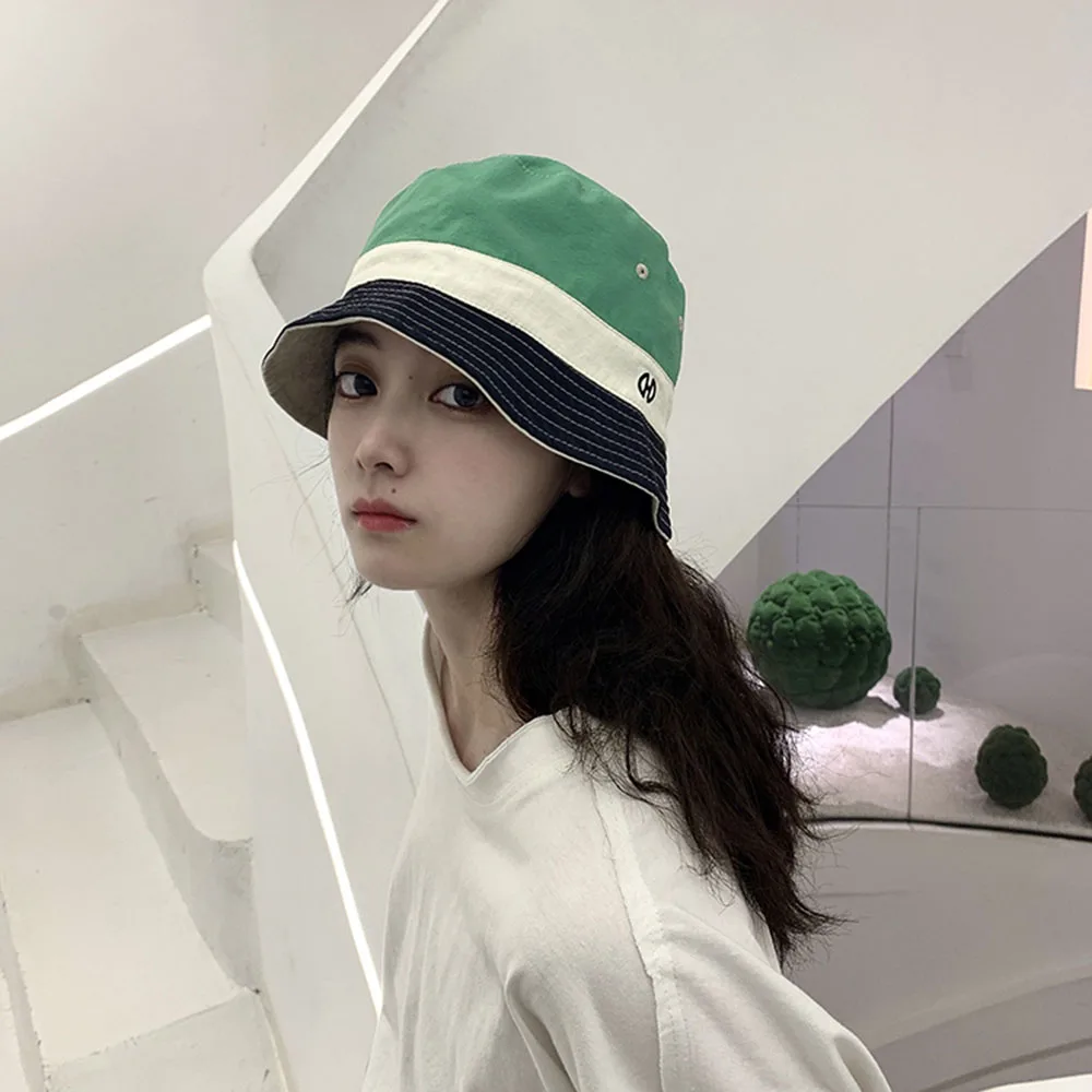 

2022 patchwork Quick drying fabric caps Bucket hat Women hat summer hat Beach outing straw hat women Fisherman hat Sports hat