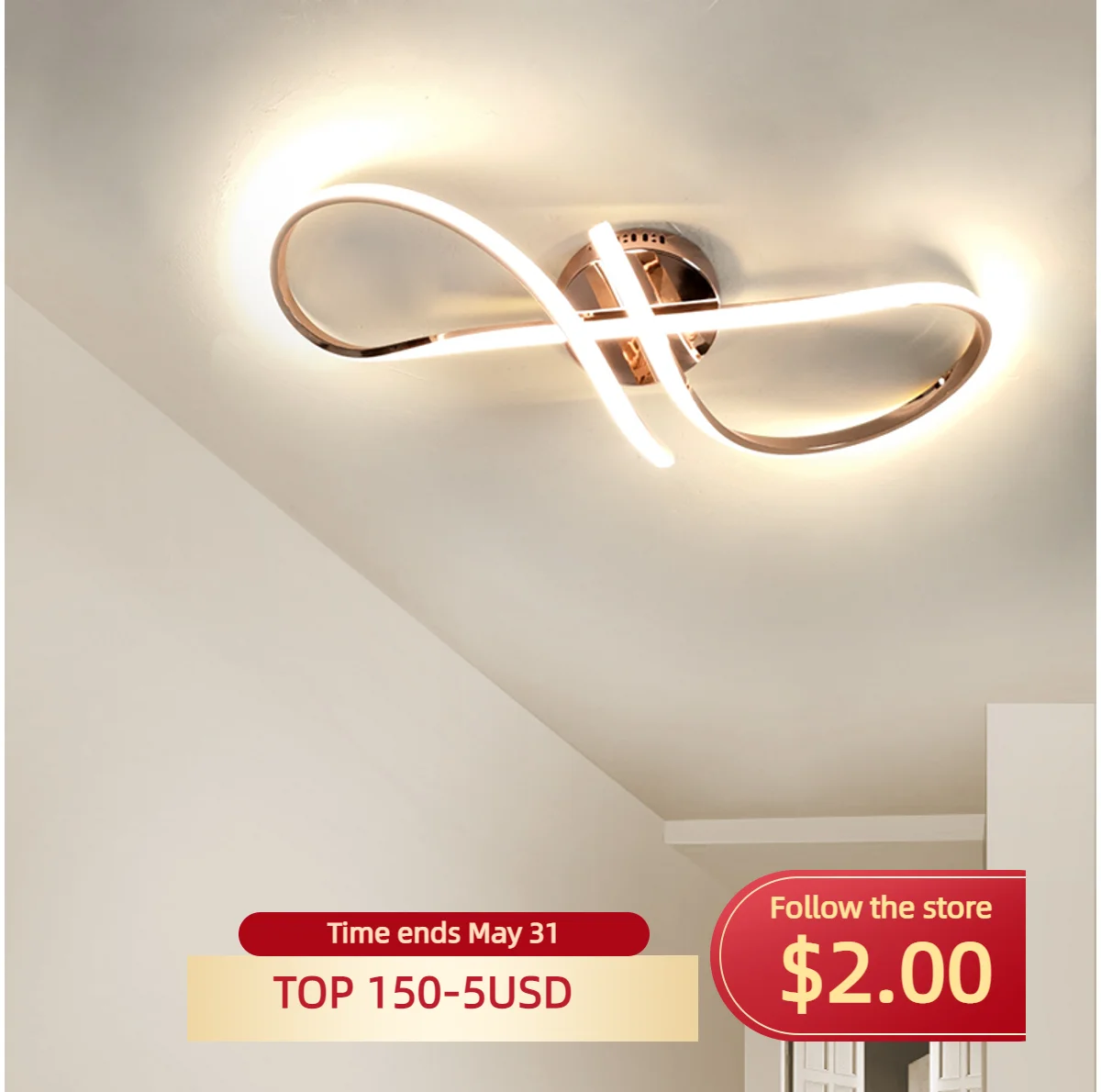 $70.00 Modern Led Ceiling Lights For Living Room Bedroom Ceiling Lamp Golden Chrome Plating Study Kitchen Indoor lighting Fixture