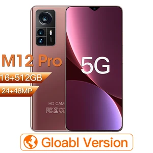 2022 smartphone 5g m12 pro 6 8inch globale version 16512gb 6000mah 2448mp celulares entsperren handys mobile phones telefon free global shipping