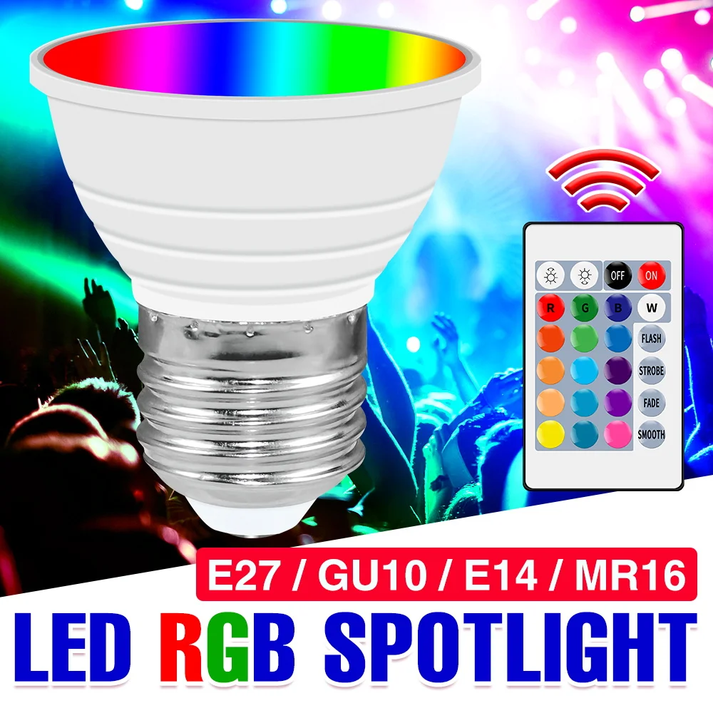 220V LED Spotlight GU10 RGB Bulb E27 Color Light Bulb E14 Lamp MR16 Lampara Led 15W Magic Bulb Smart Control Lamp For Home Decor