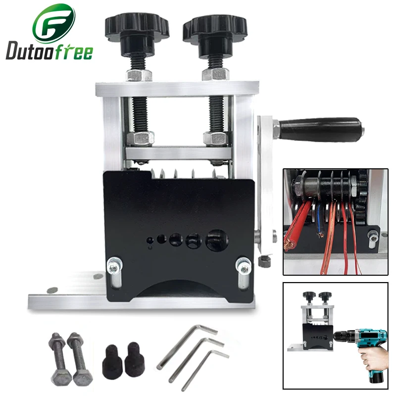 Wire Stripper Manual Wire Stripping Scrap Copper Cable Peeling Machine  For 0.5-17mm Cables Hand Crank Can Connect Hand Drill