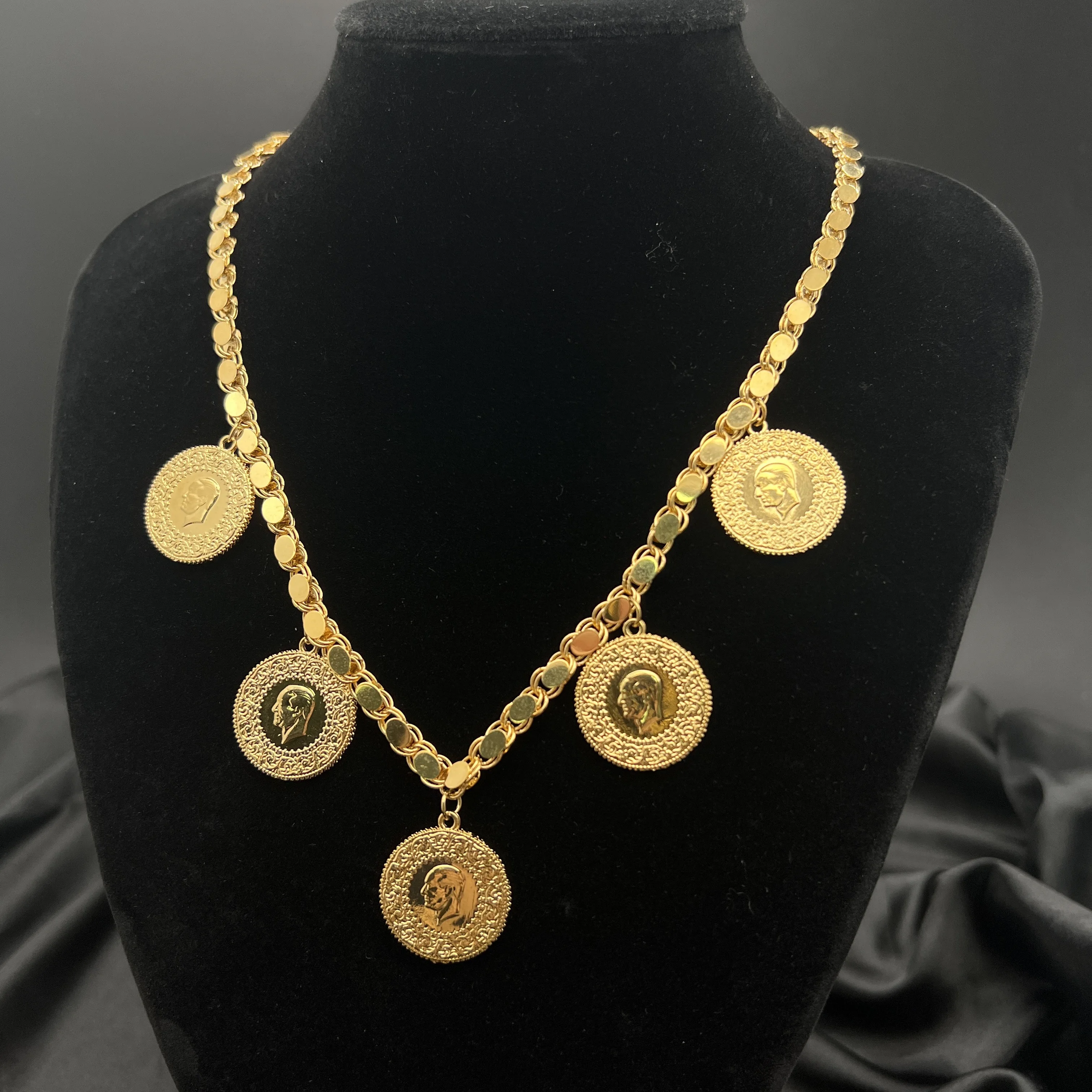 

MANDI Factory Price Turkish Popular Coin Pendant Necklace New 18k Gold-plated Non-fading Pure Handmade Jewelry Chain for Women