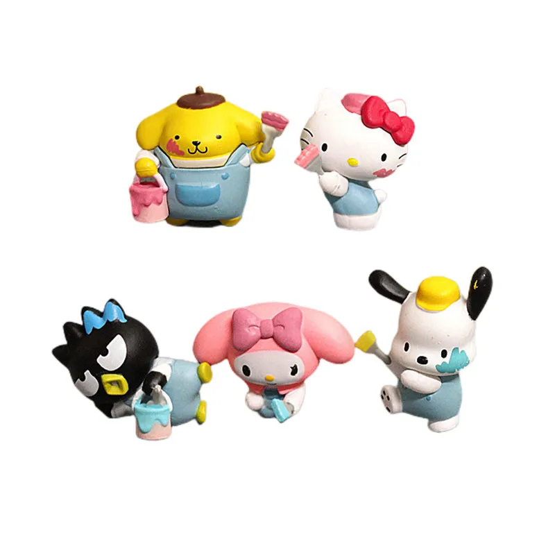 

Anime Figure My Melody Pochacco Badbadtz-Maru Paint Graffiti Painter Doll Doll Ornament Kawaii Desktop Ornament