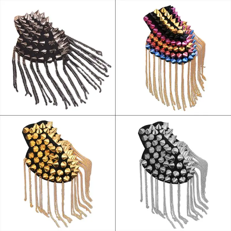 

Punk Point Tapered Tassel Brooch Epaulet Epaulette for Blazer Epaulet Shoulder B