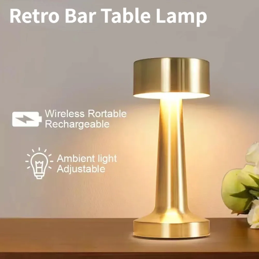 

Барная настольная лампа в стиле ретро, светодиодный сенсорный перезаряжаемый беспроводной светильник для ресторана, отеля, кофейни, комнат...