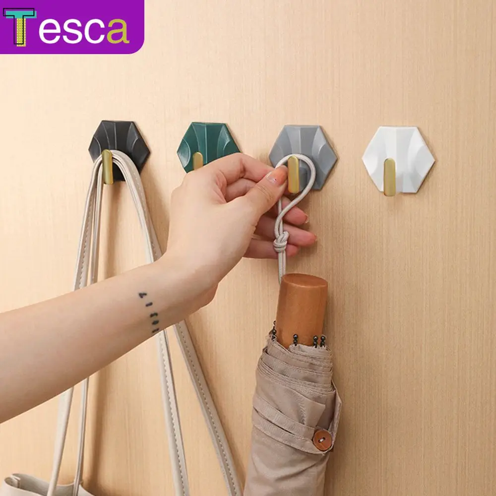 

4pcs Strong Self Adhesive Behind-door Key Cloth Hanger Hook Without Drilling Wall Organizer Hook For Kitchen Bathroom Door Wall