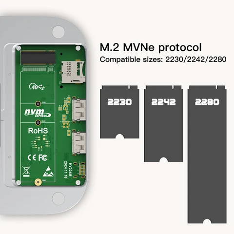USB-концентратор с кард-ридером для Mac Mini M4 M4 Pro, док-станция NVMe SSD, расширение памяти M.2, твердотельный накопитель, настольная док-станция