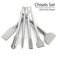 chisel set sds plus shank electric hammer drill bit point groove gouge flat chisel masonry tools for concrete brick wall rock