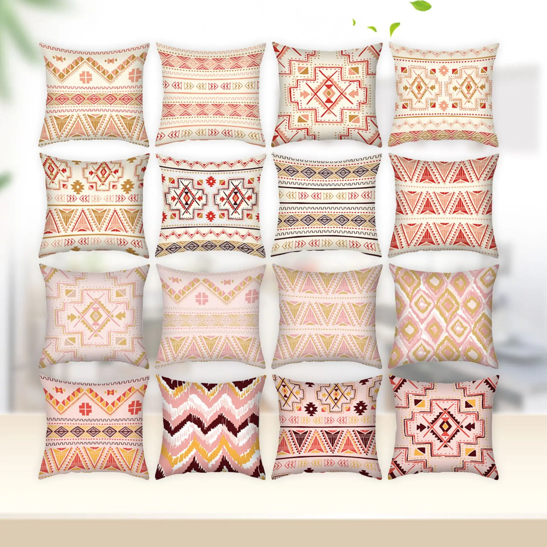 

Ethnic Style Pillow Cover Bedside Living Room Retro Cushion Geometric Abstract Digital Printing Ins Pillowcase