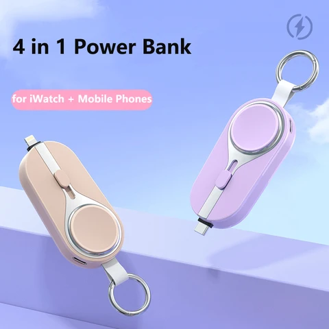 Мини-Power Bank 3000 мАч Беспроводное зарядное устройство для iWatch Apple Watch iPhone 16 15 14 13 12 11 Мини-портативное внешнее зарядное устройство