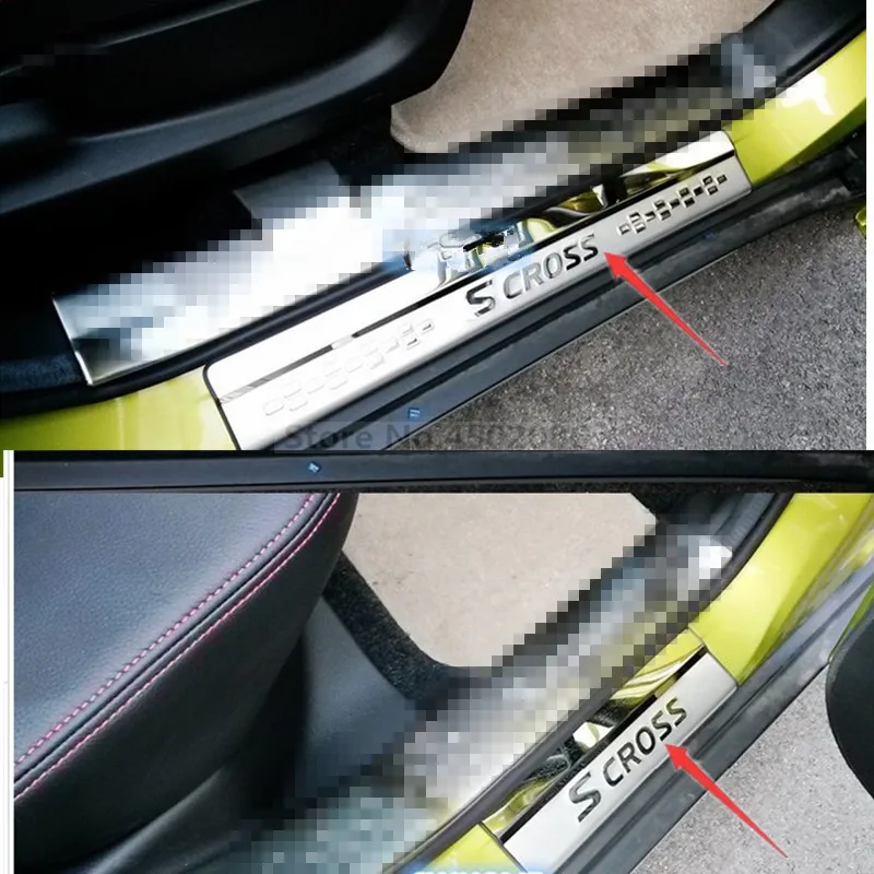 

4 шт., защитная наклейка на порог двери из нержавеющей стали для Suzuki Sx4 S-Cross 2014-2017