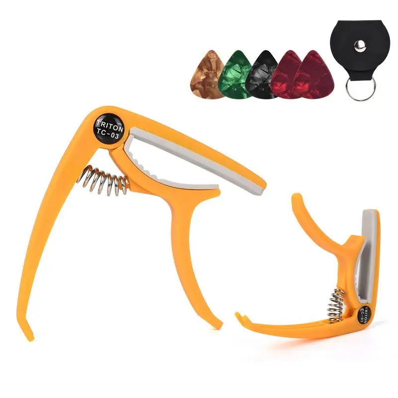 

Universal ABS Guitar Capo For 6-String Acoustic And Electric Guitars With 1 Leather Picks Holder And 5 Picks Universal Single