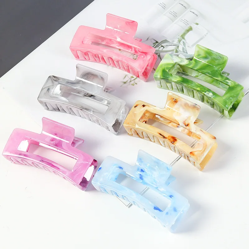 

New Korean Fashion Hair Accessories Bright Cloud Pattern Rectangular Grip Colorful Hollowed Out Ponytail Hair Claws for Women