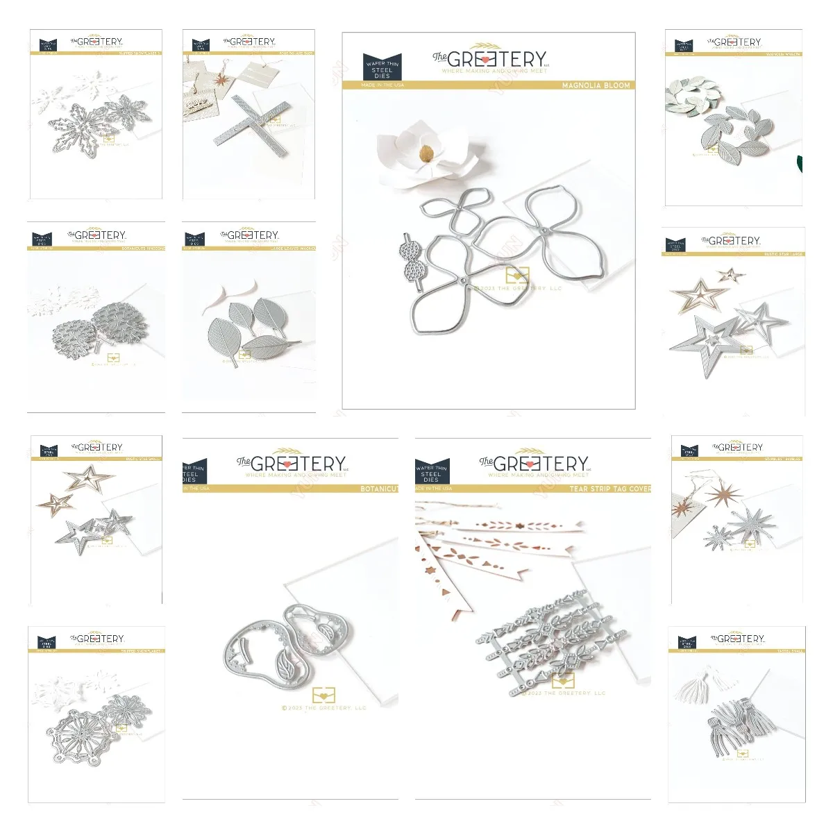 Металлические штампы-трафареты с изображением снежинок и кисточек
