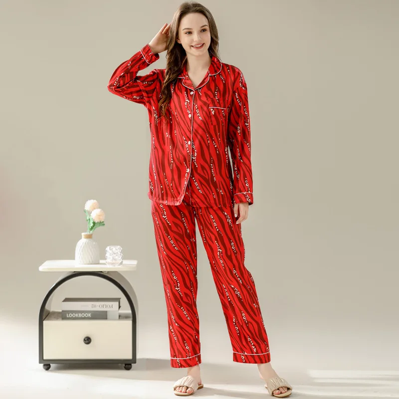 Пижамный комплект Женский из двух предметов атласная пижама искусственного