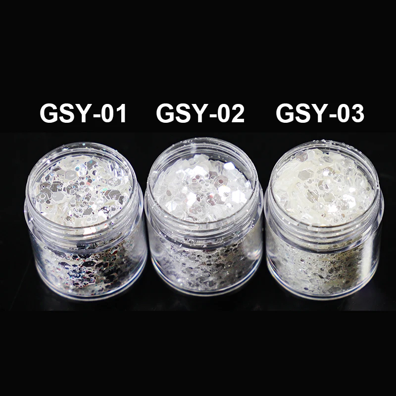 10g/Bag Super Holographic Silver Mixed Nail Art Glitter Sequins Sparkly Mirror Chunky Flakes 3D Paillette Manicure DIY Supplies images - 6