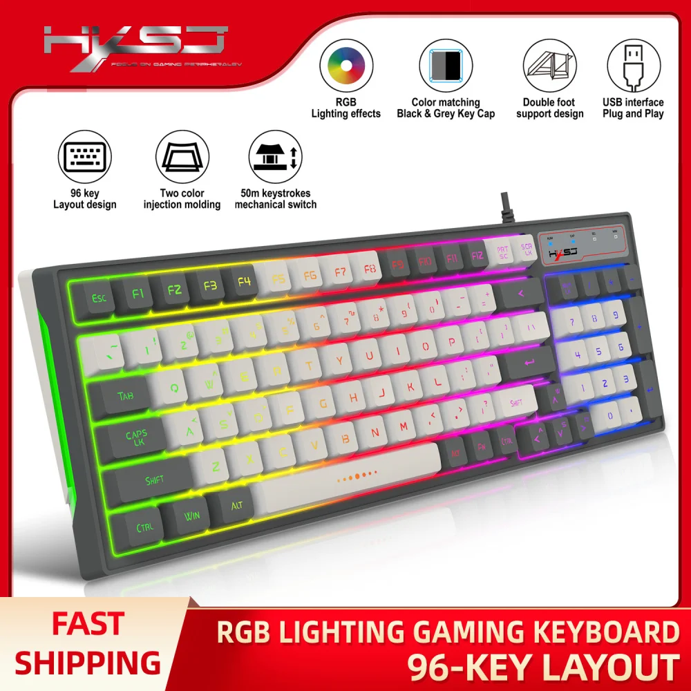 

Игровая клавиатура RGB со светодиодной подсветкой, мультимедийные клавиши, механическая Водонепроницаемая компактная Бесшумная USB мембранн...