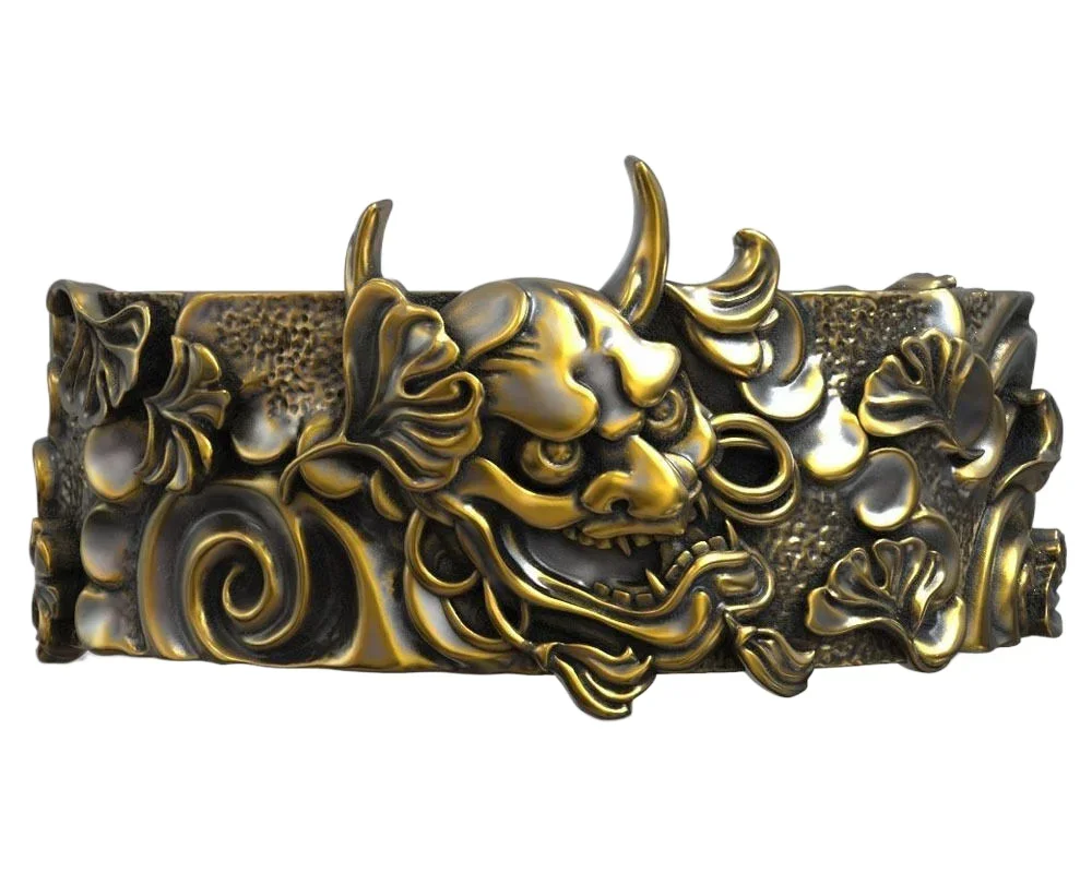 10 г Oni Mask Hannya Kabuki японский традиционный узор свадебные кольца настоящие