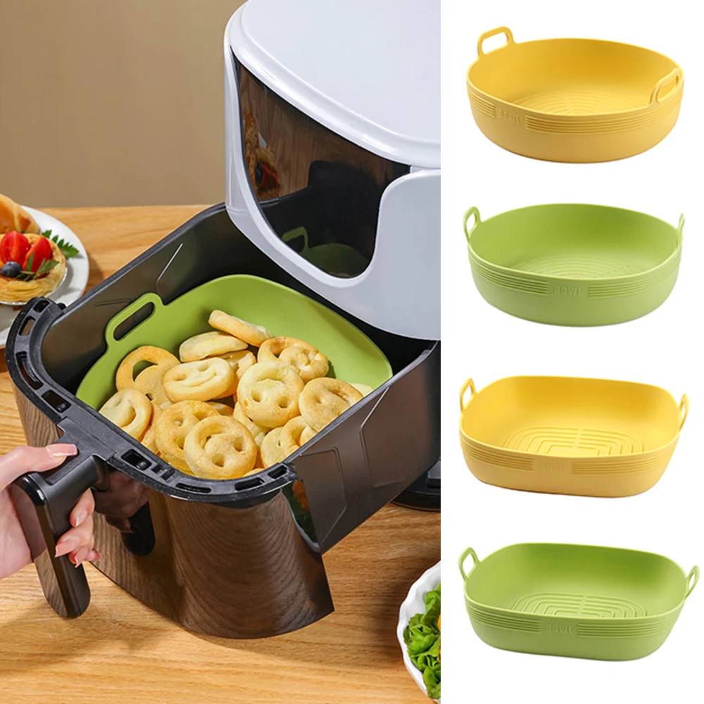 

Air Fryer Silicone Basket Round Silicone Tray For Air Fryer Easy Clean Liner Pizza Plate Grill Pan Mat Air Fryer Accessories