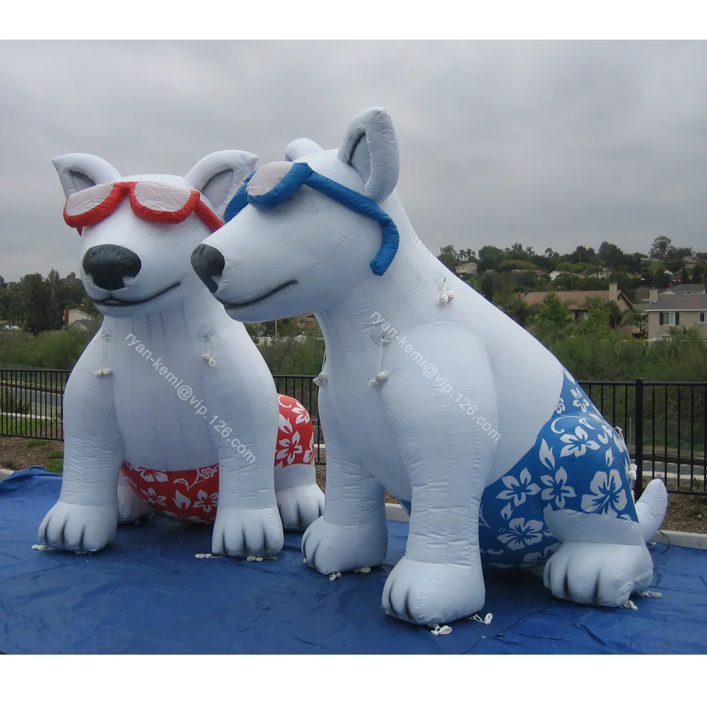 

3m 4m 5m Large Cool Dog Inflatable With Sunglasses Beach Pants Squatting For Pet Shop Zoo Advertising Display Big Animal Cartoon