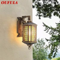 oufula outdoor bronze light led wall lamps sconces classical waterproof retro for home balcony decoration