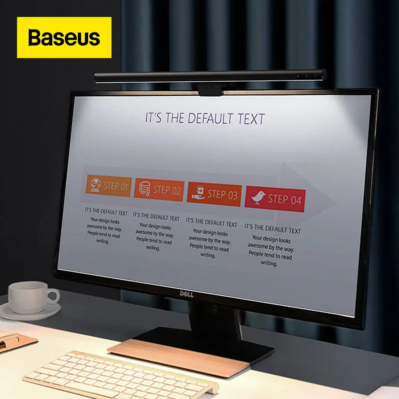 

Светодиодная настольная лампа Baseus с плавным затемнением, осветительный прибор для работы с компьютером и монитором, питание от USB, для чтени...