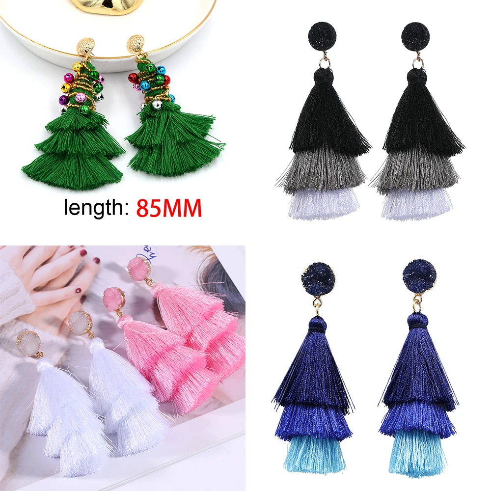

Bohemian Tassel Earrings for Women Lady Christmas Fringe Handmade Dangle Earring Vintage Dangle Drop Earrings Jewelry