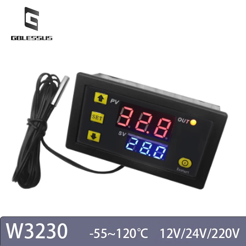 

Smart Digital Temperature Controller Thermostat W3230 Relay Output 12V 24V 220V Regulator Heating Cooling Control With Sensor