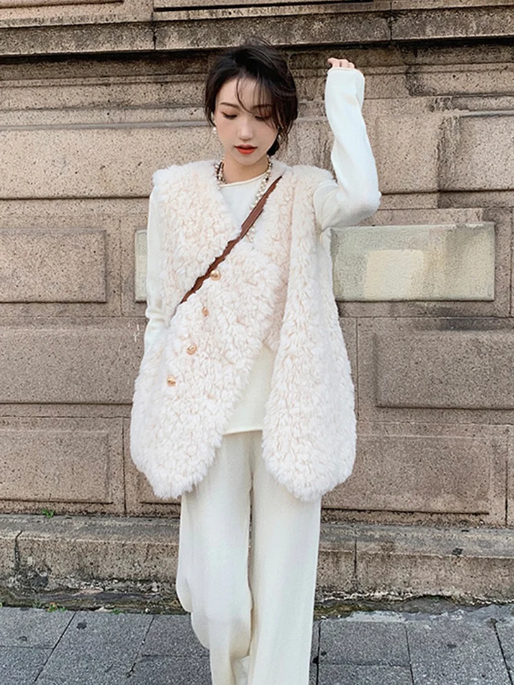 Женский жилет из искусственной овечьей шерсти осенне-зимняя женская весенняя