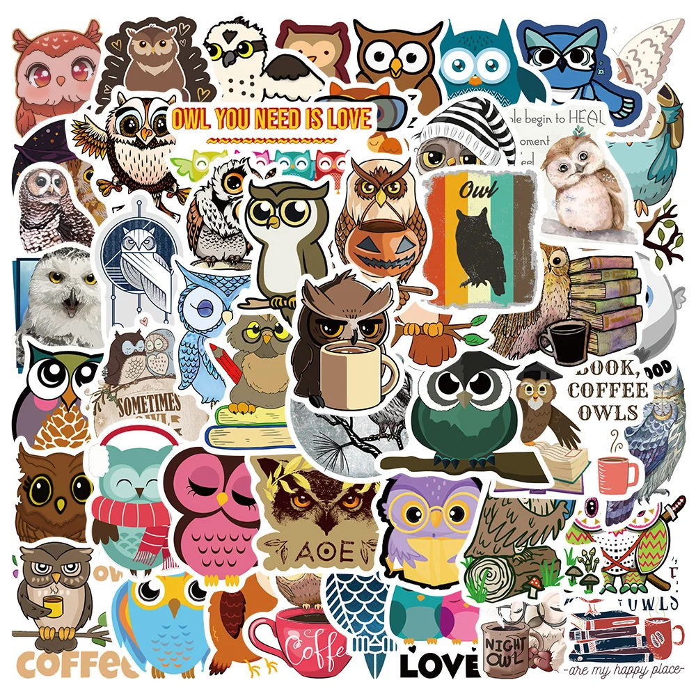 

10/30/50PCS New Owl Sticker Pack Cartoon Creative Animation Kids Computer Luggage TableCar Chair Decoration Waterproof Wholesale
