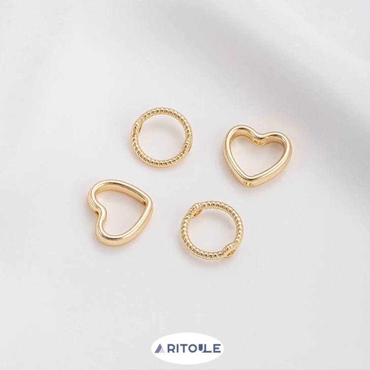 

Изготовленные на заказ позолоченные бусины 14 карат, сохраняющие цвет, бусины в форме сердца, кольцо ручной работы, браслет «сделай сам», ювелирные изделия, бусины, аксессуары