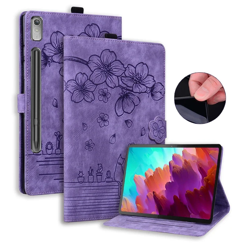 Чехол для XiaoxinPad Xiaoxin Pad Pro 12 7 чехол с милым котом и цветочным тиснением мягкая