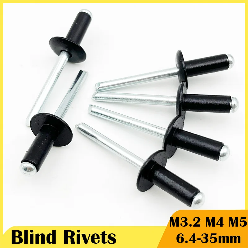 

Aluminium Steel Large Flange Head Black Blind Rivet 3.2mm 4 5 6.4mm Large Cap Open End Aluminum Blind Rivet pull Cap Split Rivet