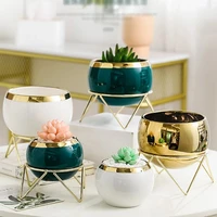 new creative nordic succulent plant flower pot decorative cactus iron ceramic flowerpot golden container home office furnishings