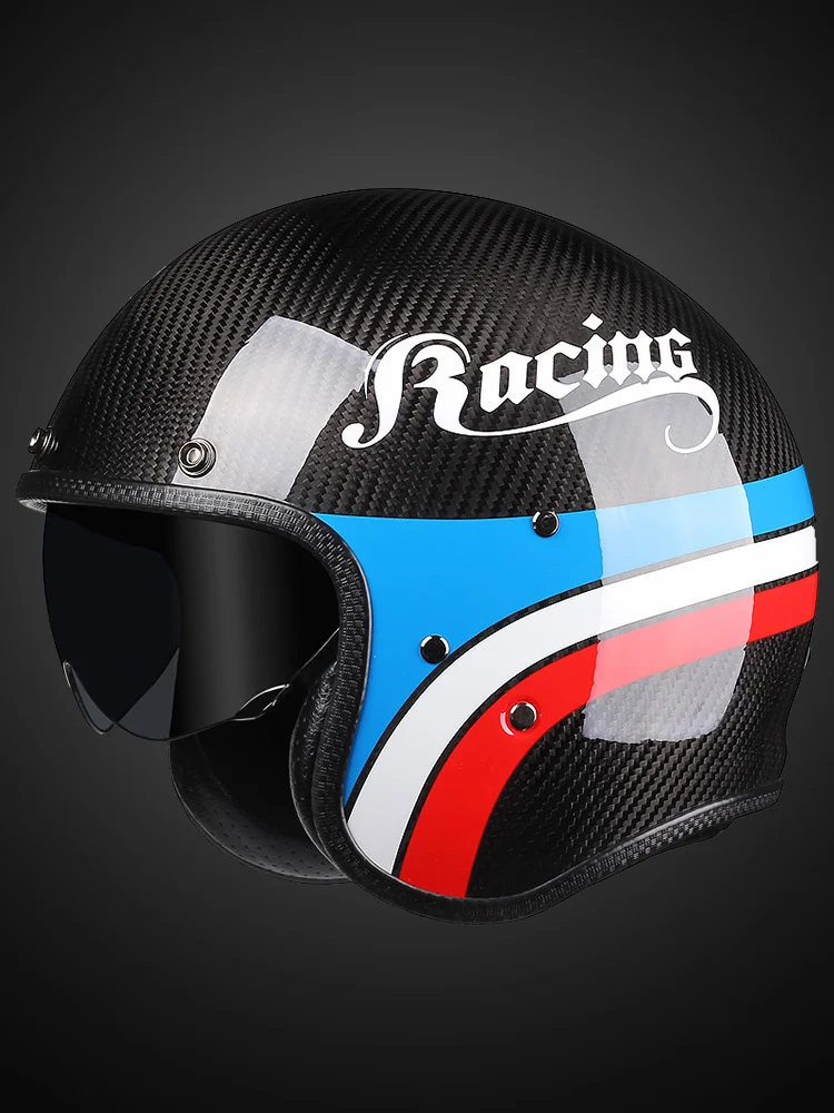 

Moto Bike For Adults DOT carbonfiber Retro Motorcycle Helmet German Casco Japanese Style Moto Open Half Face Retro Half Helmet