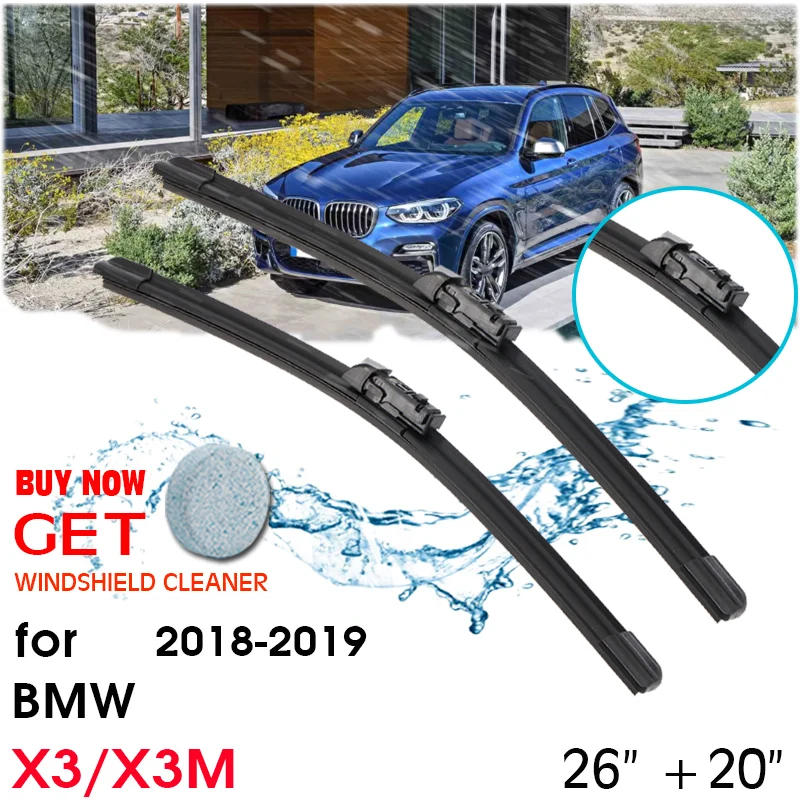 

Car Wiper Blade Front Window Windshield Rubber Silicon Refill Wipers For BMW X3/X3M 2018-2019 26"+20" Car Accessories