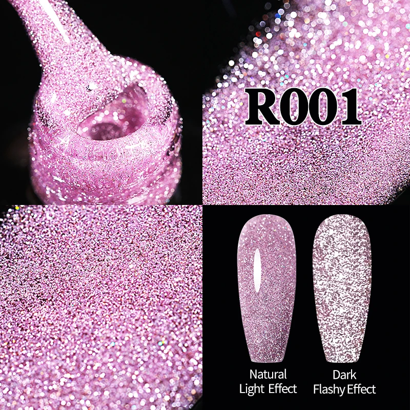 

UR SUGAR Colorful Reflective Glitter Nail Gel Poppy Pink Soak Off Gel Polish Manicure Nail Salon Shiny Varnish