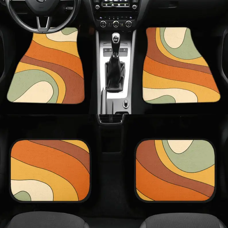 

Car Mats, Groovy Curve Car Mats Set, 60s Car Floor Mats for Women, Car Mats Retro 70s, Car Floor Mat Cute, Floor Mat for Car, Cu