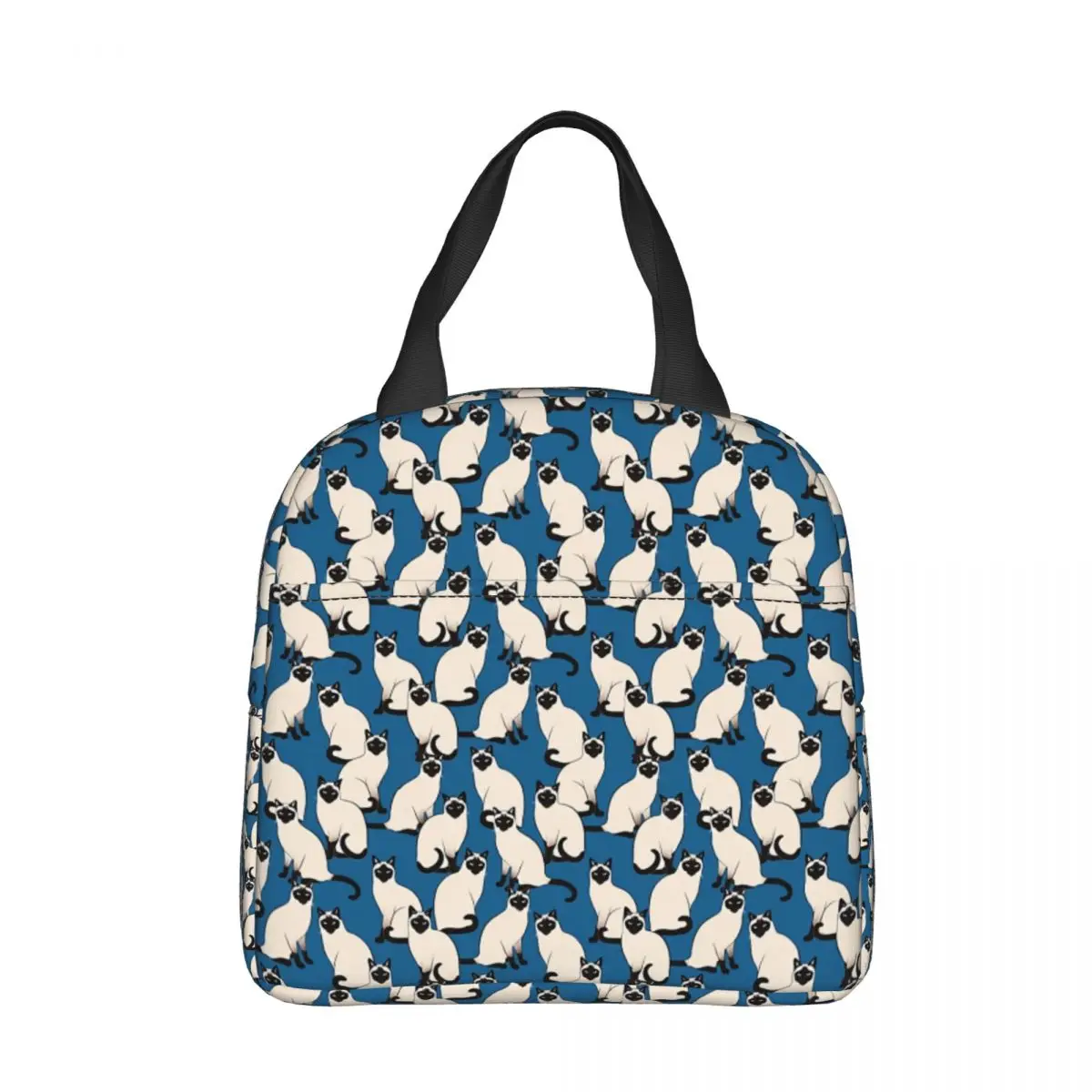 

Blue Sitting Cat Oxford Cloth Portable BagsPet Dog Siamese School Trip Lunch Hiking Debris Cooler Food Handbags