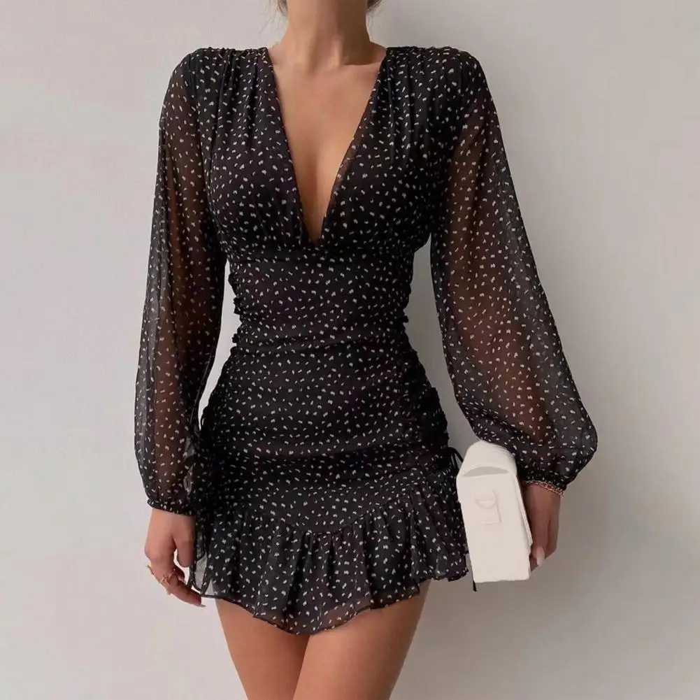 

Attractive Chiffon Slim-fitting Mini Dress Mini Dress Temperament Comfy